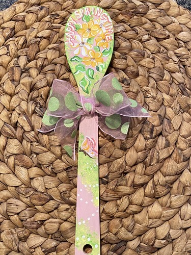 Handpainted Wood Spoon Happy Spring For Utensil Caddy - Picture 2 of 4