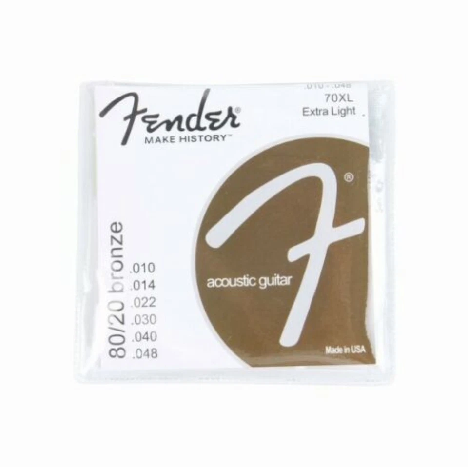 10 juegos de cuerdas para guitarra acústica Fender 70XL 20/80 bronce extra ligeras (10-48) Foto 4 de 4