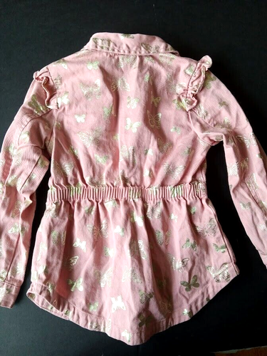 Little Lass Children's Girl's Size 6 Pink W/ Shiny Gold Butterflies Top Cotton - Picture 18 of 22