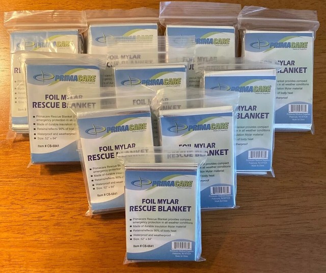 Emergency Foil Mylar Rescue Thermal Blanket (Pack of 10) 84" x 52