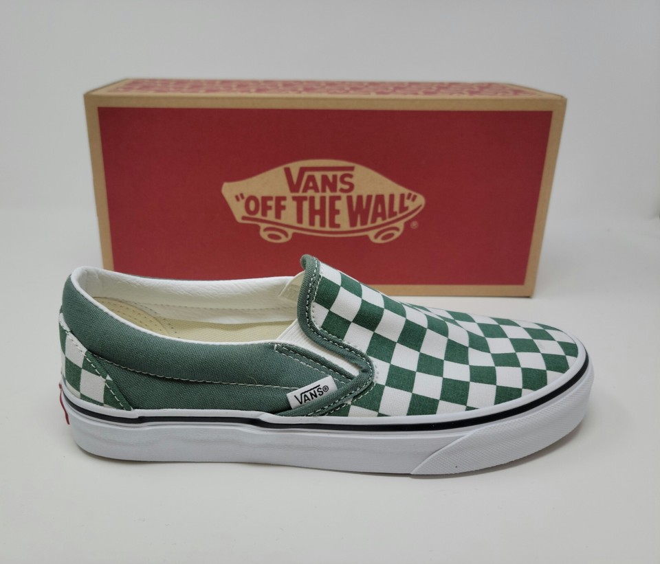 green checkered slip on vans