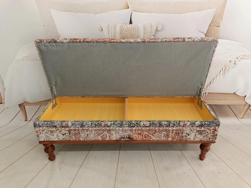 Handmade furniture, Hidden storage, Ottoman bench, Bohemian bench, Footstool - Image 4 of 4