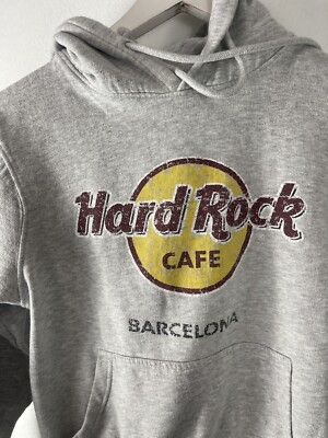 Hard Rock Cafe Barcelona Hoodie Women Small Gray Spain Sweatshirt