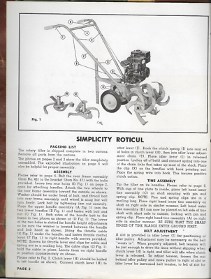 SIMPLICITY ROTICUL SINGLE PURPOSE ROTARY TILLER No. 990073