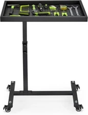 Adjustable Work Table with Wheels, Mechanic Rolling Tool Tray Table for Garage R