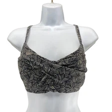 Athleta Bikini Top Size 34 D/DD Black White Padded Underwire Bra Geometric