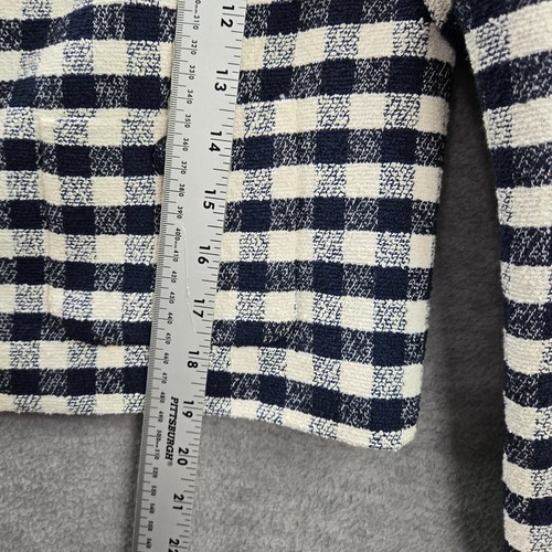 Brooks Brothers Women Blazer 6 Navy Checked Knit Red Fleece Long Sleeve Logo - Picture 2 of 7