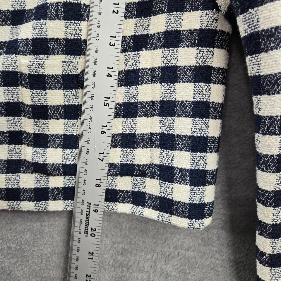 Blazer Brooks Brothers para mujer 6 azul marino a cuadros tejido rojo polar manga larga logotipo Foto 2 de 4