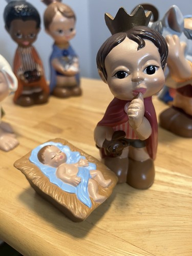 Nativity Set Full 9 Piece Set Painted Ceramic Vintage 1975 Gare Inc - Picture 5 of 11