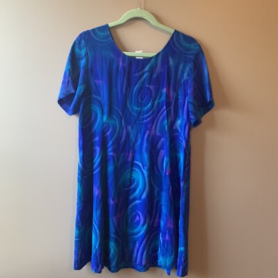 Simply Silk Royal/Green 100% Silk Swirl Print Art To Wear Dress Medium | eBay Simply Silk Royal/Green 100% Silk Swirl Print Art To Wear Dress Medium | eBay