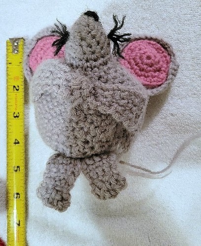 Vintage 70's Crochet Handmade Clown Rattle & Mouse Friend Pink Purple Blue - Picture 10 of 10