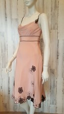 Express dusty pink black floral 100% silk fit flare dress sz S 6