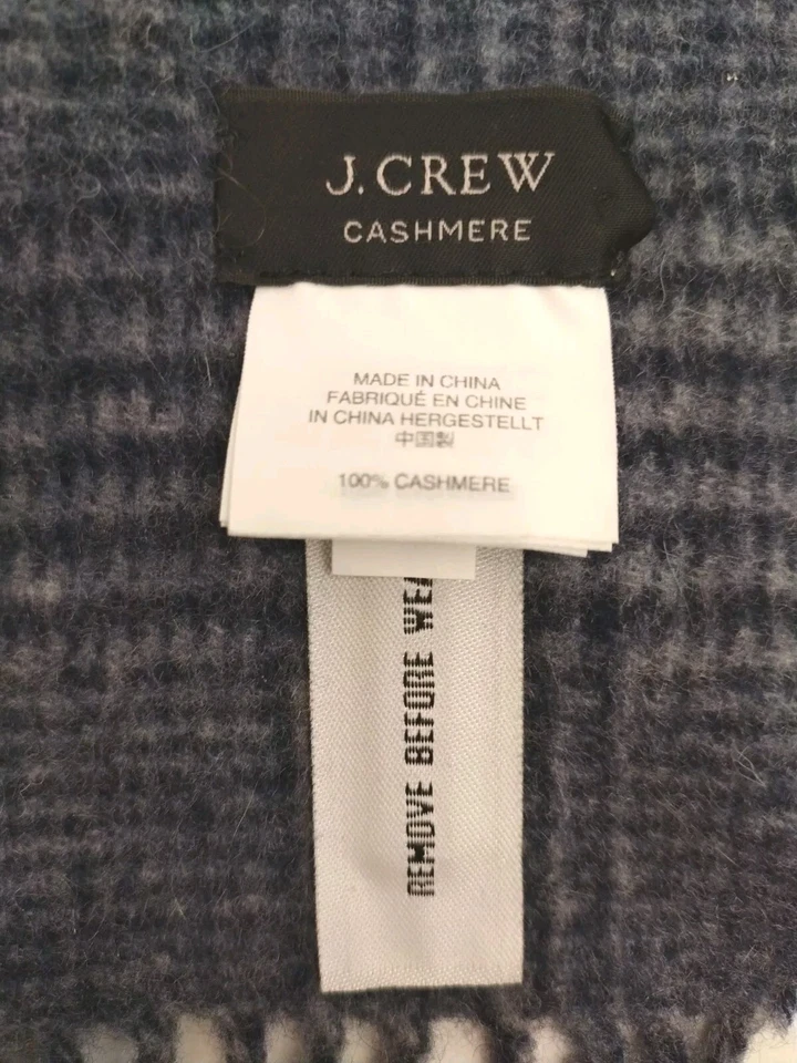 J.CREW 100 % Cachemira Bufanda Envoltura Gris Oscuro Glen Cuadros 66" X 10.5" Reversible  Foto 3 de 4