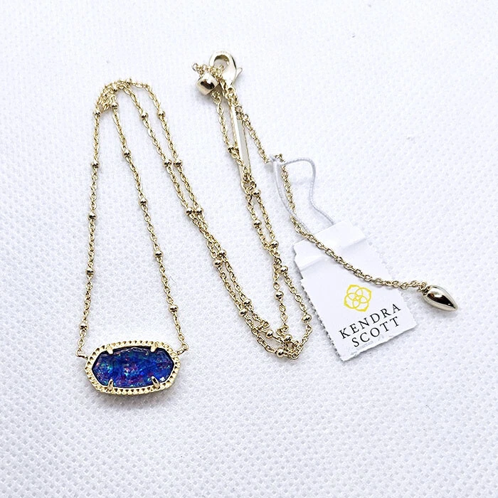 Kendra Scott Elisa Satellite Pendant Necklace in Opal Royal Blue
