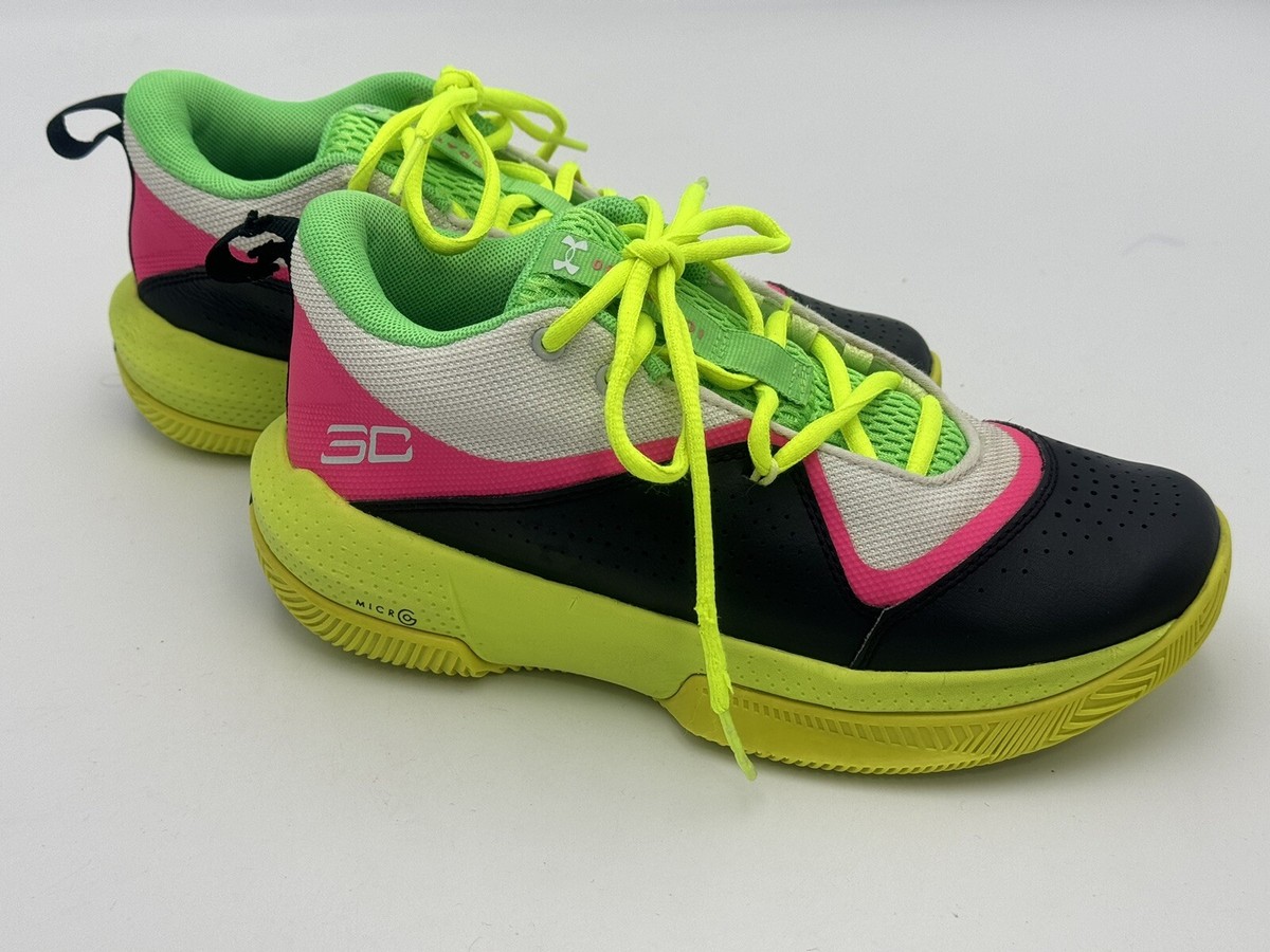 Under Armour Stephen Curry #30 Shoes Size 5.5Y, Pink/green/white