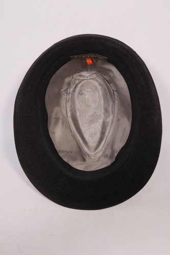 Vintage Men's Stetson Herringbone Fedora Trilby Hat Polyester Lined Black - Picture 6 of 8