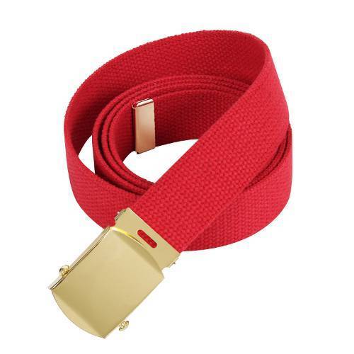 CINTURA ROSSA CON FIBBIA ORO 100% Cotone Cinture Rete Militare Rothco 4178 - Foto 3 di 8