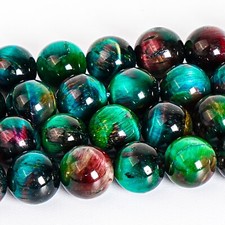Cuentas sueltas redondas de piedras preciosas color loro ojo de tigre 6/8/10 mm