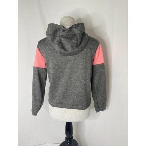 Girl's Large Hoodie Nike Grey and Pink Dri-Fit Big Logo Pocket Athletic - Picture 3 of 6