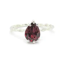 Natural Red Garnet Gemstone Ring,Antique Ring,Stacking Ring,925 Sterling Silver