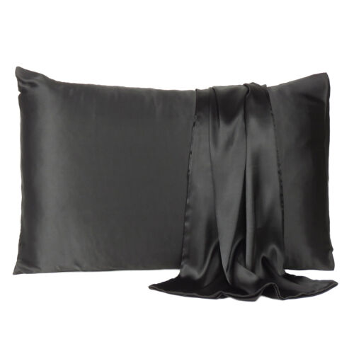 2 Pcs Premium Satin Bed Pillow Case Covers Soft Pillowcases Standard Queen King - Picture 3 of 273