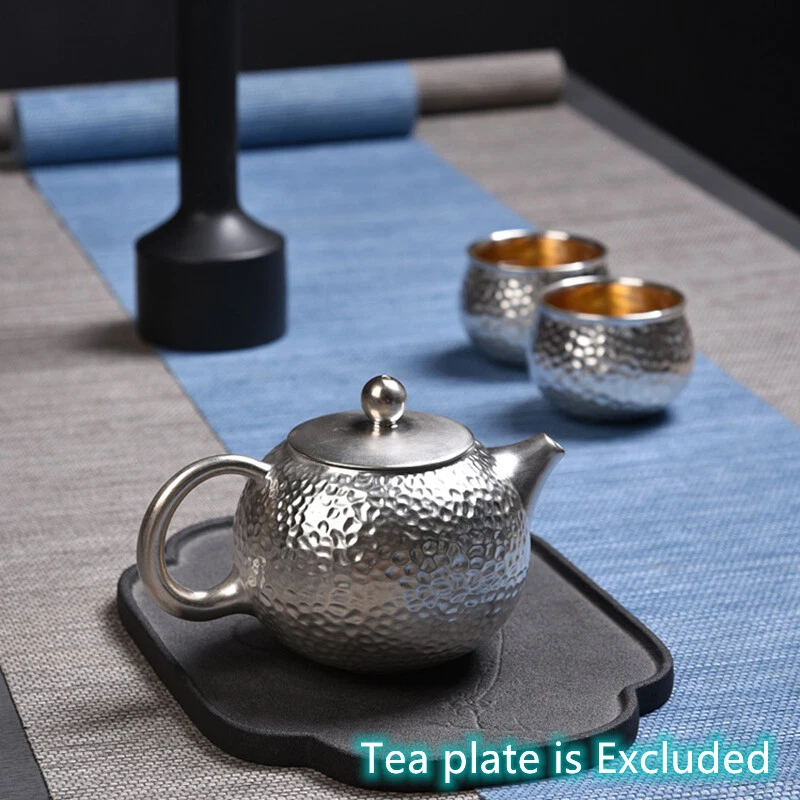 999 sterling silver+porcelain tea pot matching tea cups health care xishi pot Foto 3 de 4