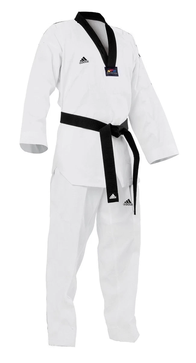 adidas Taekwondo WTF Approved Uniform Dobok, Black V-Neck