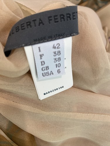 Alberta Ferretti beige aqua silk dress NEW gown 42 - Picture 7 of 7