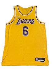 Nike LeBron James 6 Los Angeles Lakers Authentic Jersey Yellow Size 48 Large