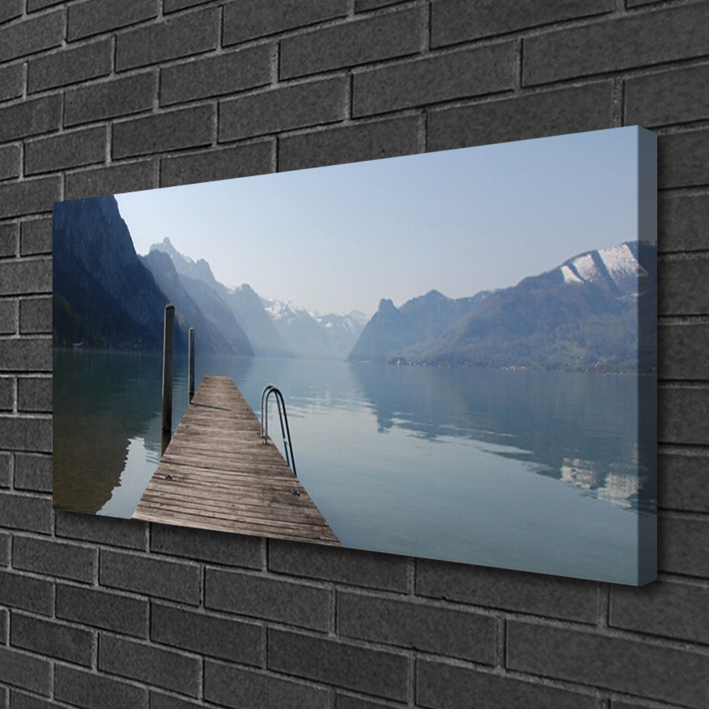Tableau montagne et lac 100x50 cm pour salon zen