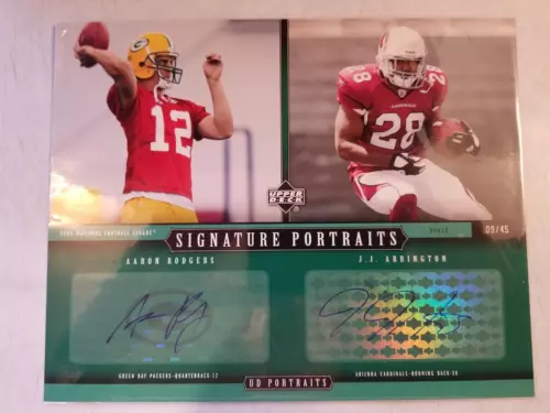 2005 UPPER DECK SIGNATURE PORTRAITS ROOKIE AUTO AARON RODGERS - JJ ARRINGTON /45
