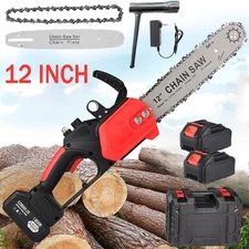 12" Cordless Electric Chainsaw Brushless Electric Handheld Chain Saw 21V Battery