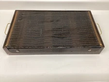 LARGE VTG Gorham Zip Faux Alligator Silverware Storage Chest anti tarnish lining