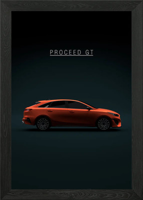 KIA ProCeed GT 2022 Orange Framed Wall Art Poster Canvas Print Picture