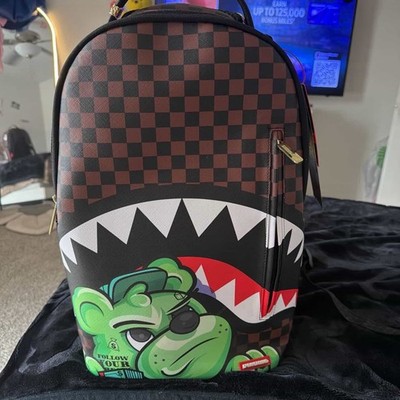 Sprayground Year of the Shark Bear Checkered Backpack Black Red Green | eBay