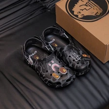 Crocs Classic Clog x BAPE ABC Camo Black Sandals Unisex Full Size