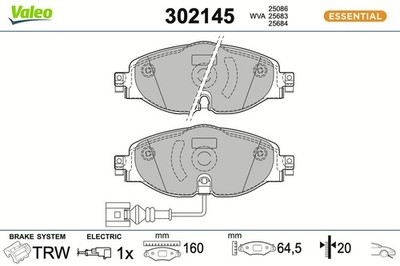 Bremsbelagsatz Scheibenbremse ESSENTIAL VALEO 302145 für GOLF VW SKODA OCTAVIA 7