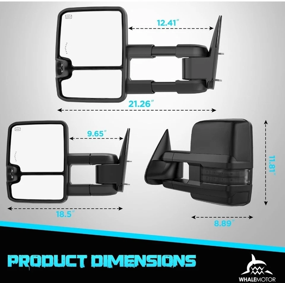 Espejos retrovisores de remolque usados señales ahumadas para Toyota Tundra Sequoia 2007-2021 Foto 3 de 4