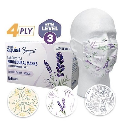 Face Mask Level 3 (4Ply) Anti-Fog Strip - maxill Buttercup Pattern (50 per box)