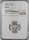 1921-D 10C MERCURY SILVER DIME DENVER MINT   NGC AG3 #8405235-005