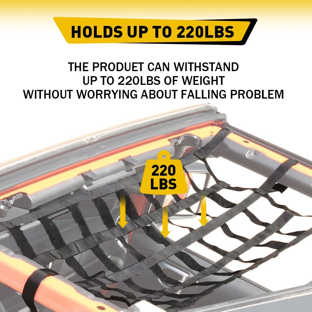 Mesh Cargo Net Roof Top Netting Hammock for 1987-24 Jeep Wrangler YJ TJ JK JL A thumbnail 6