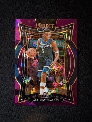 2024-25 Panini Select Concourse Anthony Edwards Purple Cracked Ice Prizm /99