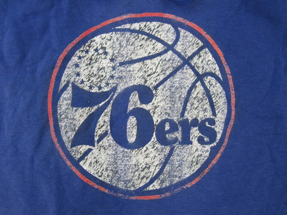 New -Dirty- Philadelphia 76ers Mens Size 2XL Blue Hoodie w/ Distressed Print - Image 3 of 3