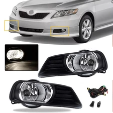 Pair For 2007-2009 Toyota Camry Clear Front Bumper Fog Lights Lamps Assembly