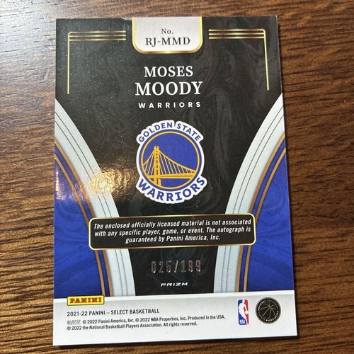 2021-22 Panini Select Moses Moody Golden State Warriors Auto /199 #RJ-MMD - Foto 6 di 24