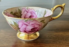 AYNSLEY Stunning Pink Cabbage Roses 1026 Footed Tea Cup ONLY England G2U
