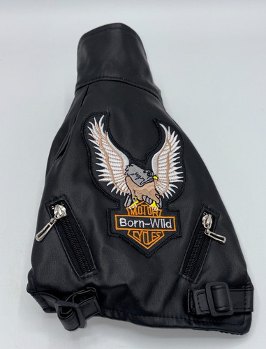 Dog Motorcycle Jacket Vest Born Wild PU Leather Small Black