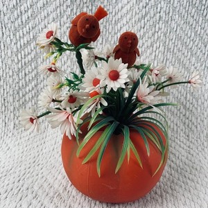 Vtg Christmas Home Decorative Products Tomato Floral Arrangement Flocked Birds