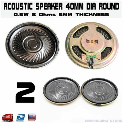 2pcs Speaker 40mm Dia 8 Ohm 0.5W Small Mini Audio Magnetic Arduino