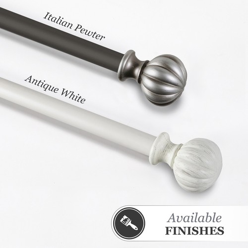 Adjustable Decorative Curtain Rod 5/8 Inch Telescoping Ball Finials Hardware Set - Picture 8 of 12